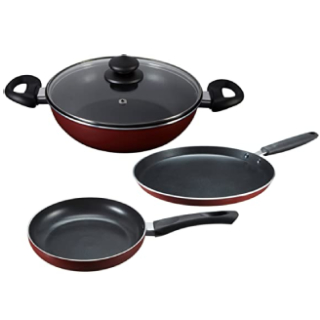 Flat 40% off on Prestige Omega Deluxe Induction Base Non-Stick Kitchen Set, 3-Pieces